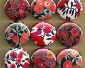 One Inch Magnet Set - Liberty of London Fabric Flowers - Pinks and Reds