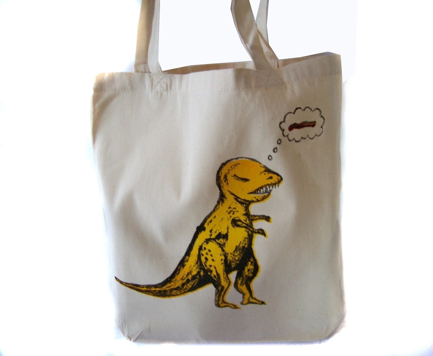 T rex dreaming of bacon totebag - FREE Shipping