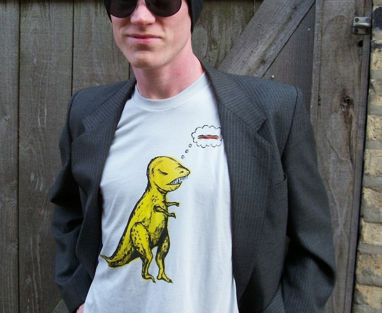 T rex dreaming of bacon t shirt