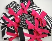 Bridesmaids Clutches in Black White and Hot Pink