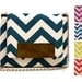 MAROL Cross body in teal and cream chevron with olive green leather