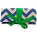 SALE Peacock blue chevron clutch with emerald green bow. The ALEXIS Clutch.