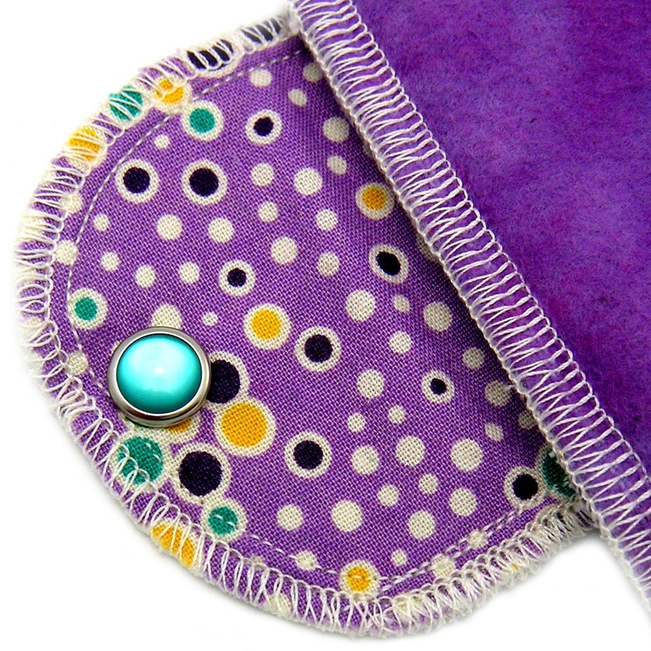 Extra Absorbant Moonpad Organic Reusable Menstrual Pad -  Purple n Dots