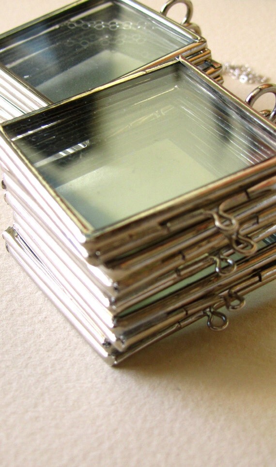 Ten 1.5 inch Glass hinged frame pendant locket set by jamieribisi