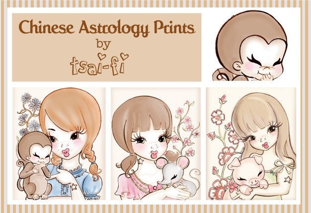 Set of all Three Chinese Astrology Prints