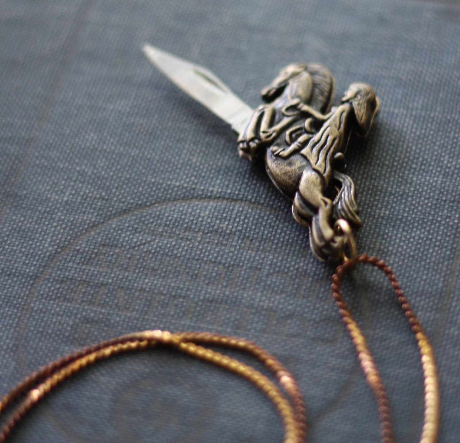 Pocket Knife Necklace Caped Lady Riding Hood Horse