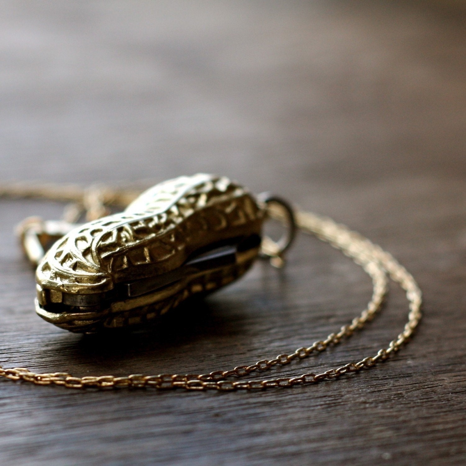 Peanut Pocket Knife Necklace Gold Goober Folding Blade