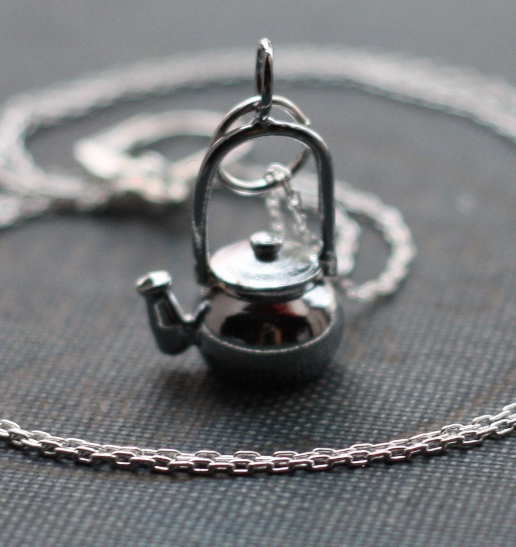 Teapot Necklace Tea Kettle European Silver