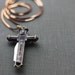 Pocket Knife Necklace Crucifix Cross Brass Religious Symbol