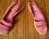 VTG Bass Pink Wedge Cork Sandals Never Worn / size 6