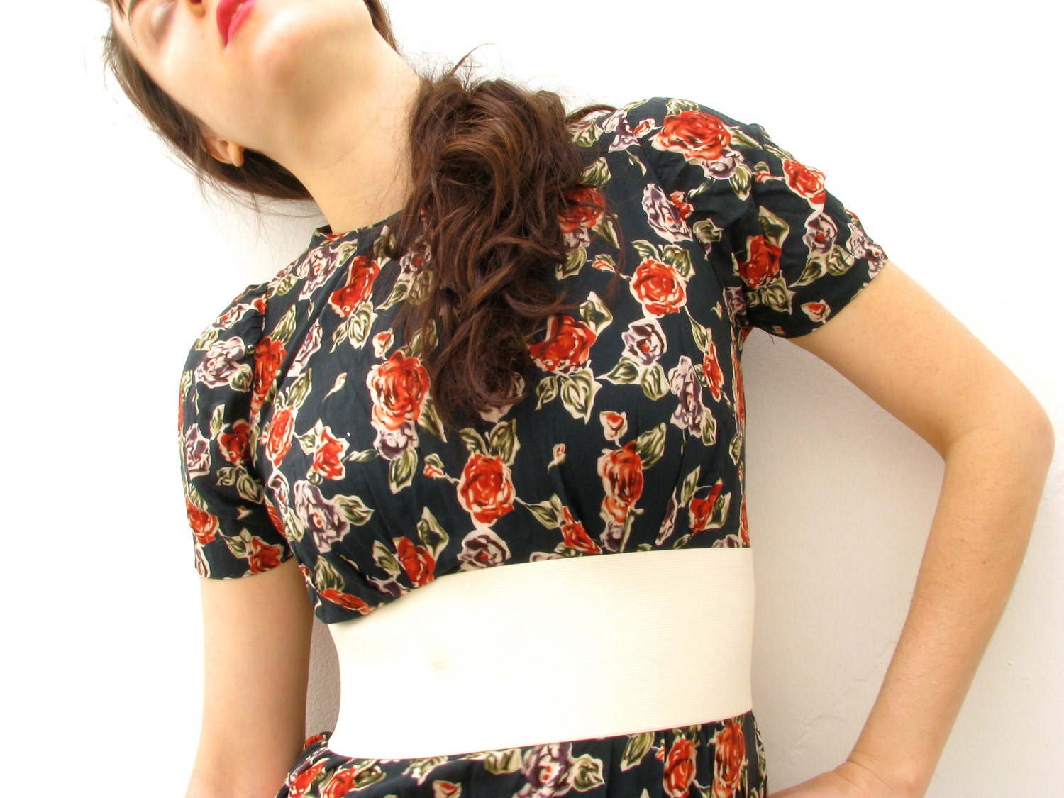SALE Sophie Wide Elastic Belt in Creamy White / Deadstock Vintage Elastic