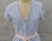 VTG 1980's Reconstructed Seersucker Vneck / Size 8