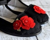 Flower Petal Mary Janes In Ruby