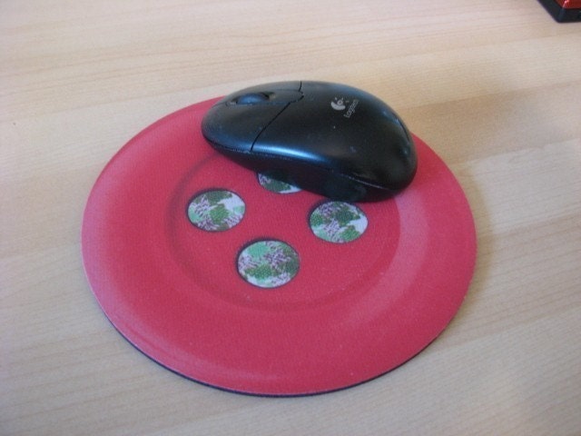 BUTTON Mouse Pad COOL Sewing DIY MOUSEPAD Red Bright FUN