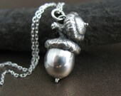 Sterling Silver Acorn Necklace, Budding Offspring, Preserved Botanical Jewerly