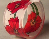 Red Poppy, Handmade Plastic Ring