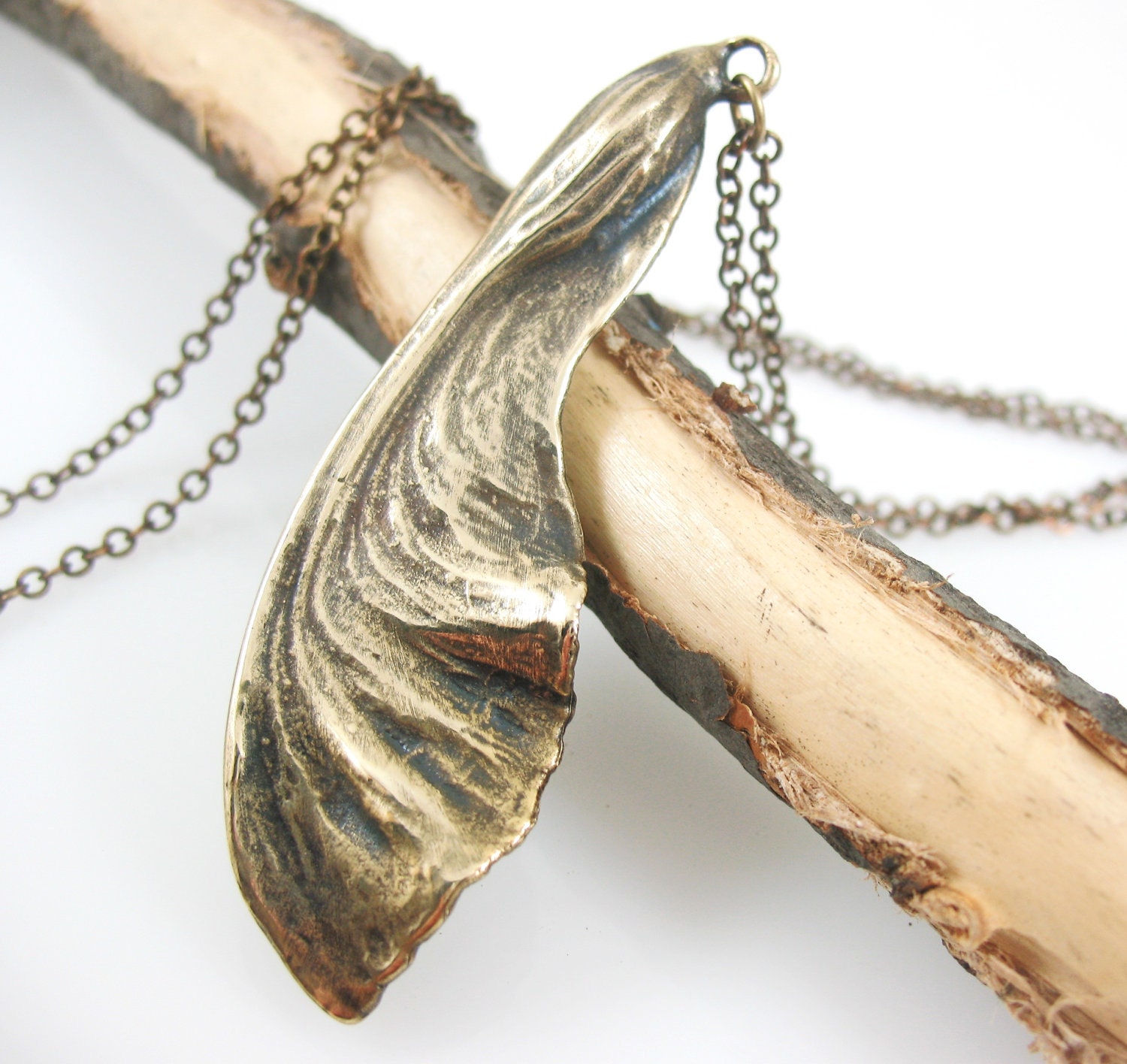 Maple Seed Necklace, Bronze, Real Nature Botanical Jewelry