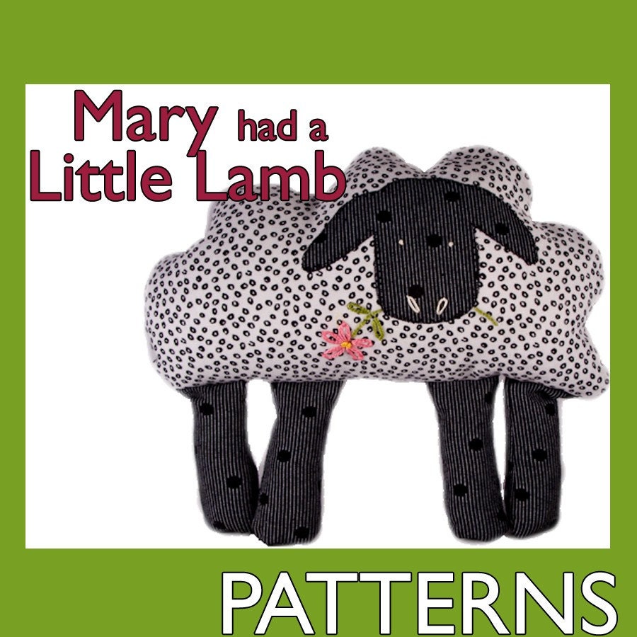 Sheep Sewing Pattern, Kids Fabric Toy, Mary Had a Little Lamb