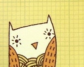 YELLOW OWL notepad, graph paper memo pad, boygirlparty stationery note - sunny retro