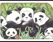 BIG SALE Panda Girl in Disguise 5x7 inch Original Artwork