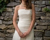 Zoe - Short Modern Wedding Dress with Raw Edge Tiered Skirt - Eco Friendly Ivory Organic Cotton and Off White Silk