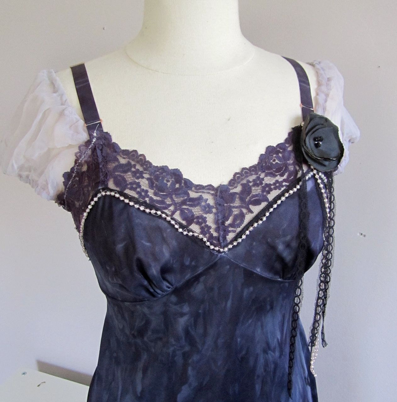Dark Garden reconstructed vintage slipdress