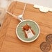 Embroidered Fox Felt Necklace with Bow Tie