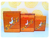 Vintage WOODEN KITCHEN CANISTER Set
