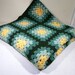 GREEN GRANNY SQUARES / Vintage Crocheted Afghan Blanket / Sofa or Crib Throw