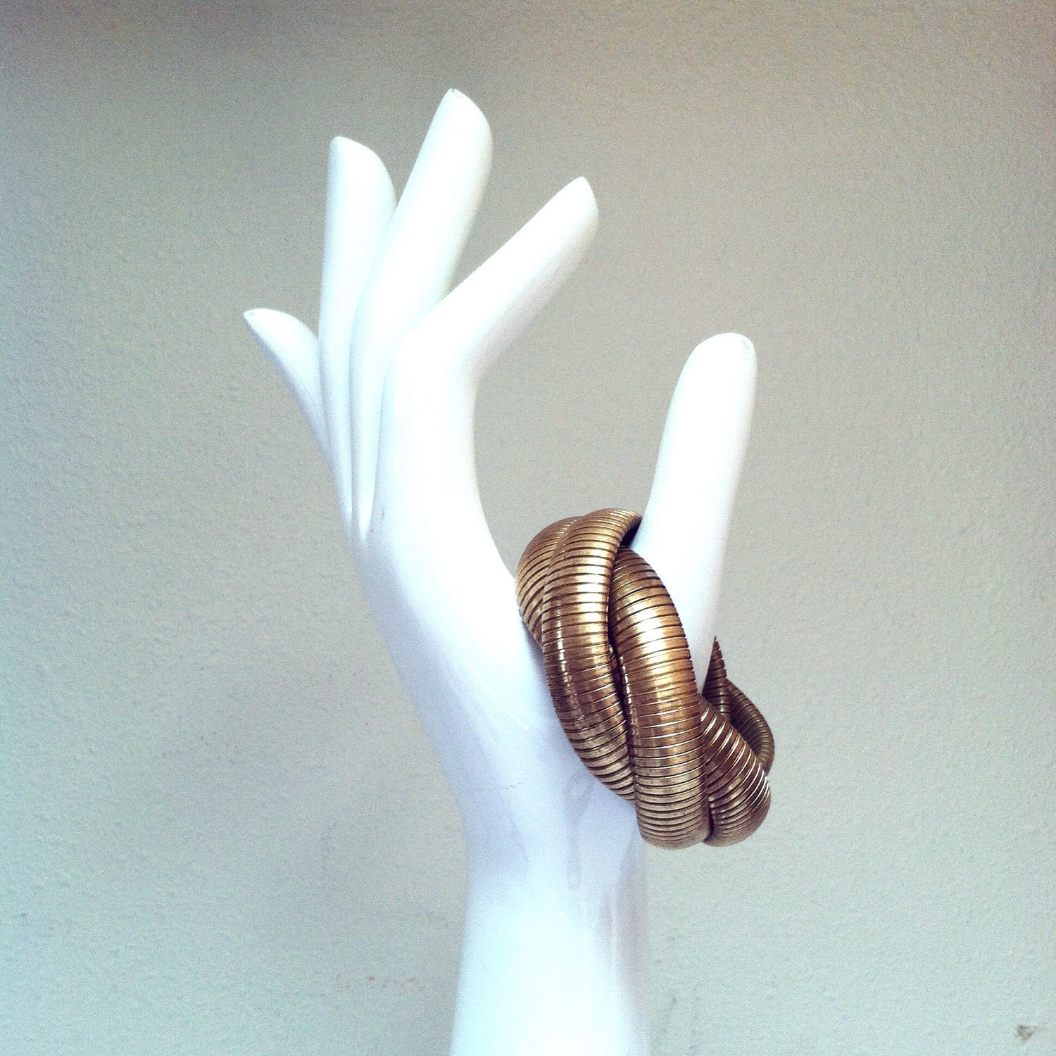 Amazing BIG BRASS BRACELET / Flexible Vintage Rope Bracelet / Totally Unique and Awesome
