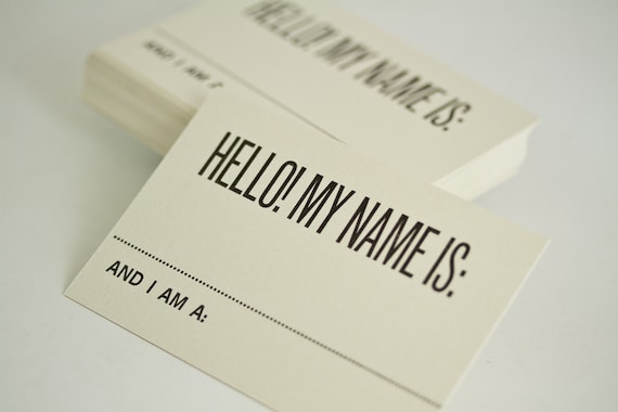 Hello My Name Is - Retro Style Letterpress Graphic Design Nametags - Set of 30