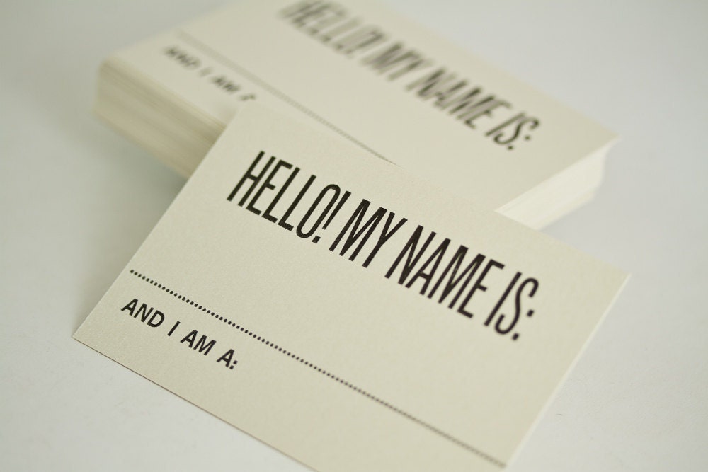 Hello My Name Is - Retro Style Letterpress Graphic Design Nametags - Set of 30