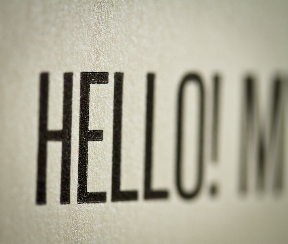 Hello My Name Is - Retro Style Letterpress Graphic Design Nametags - Set of 30