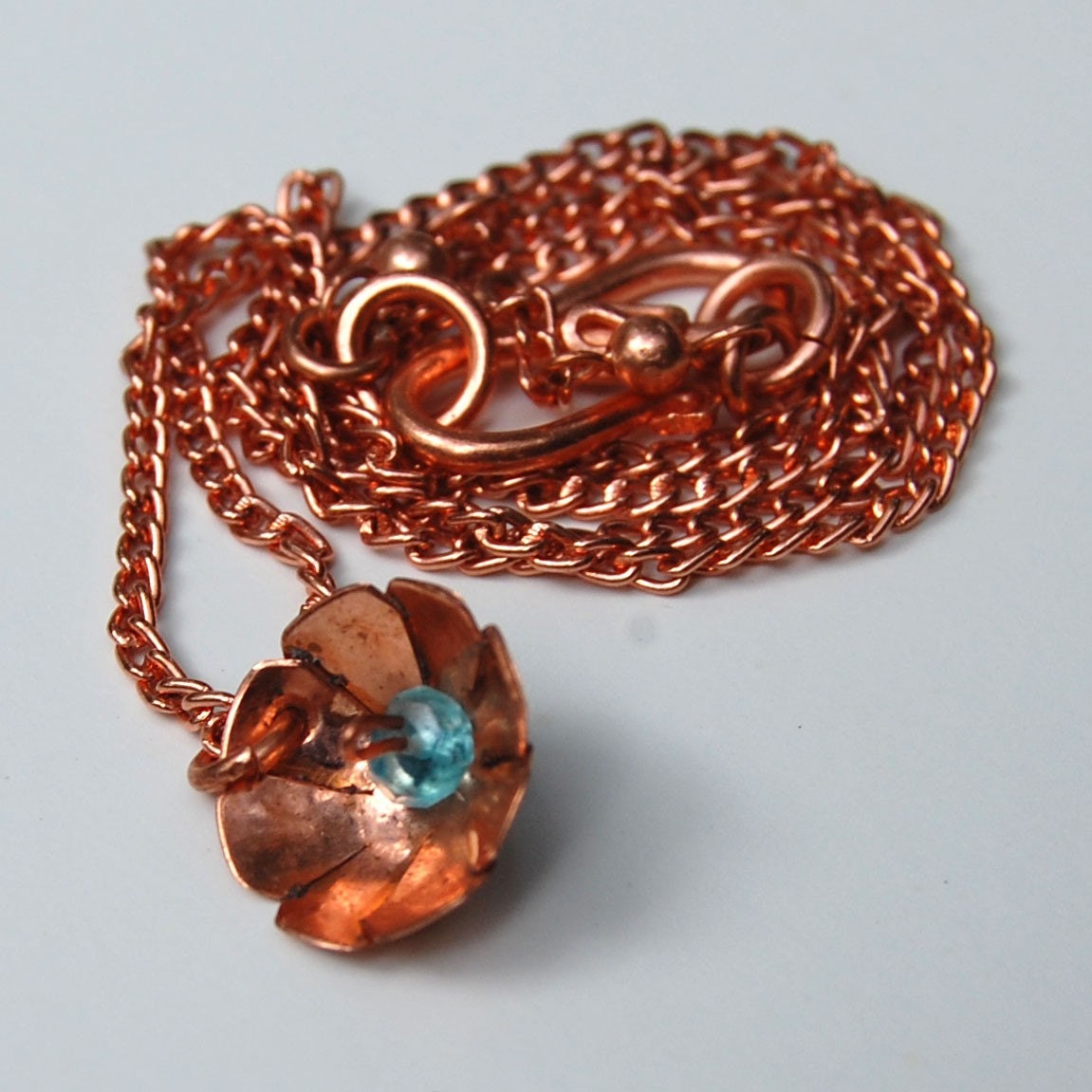 Copper Wildflower 16 Inch Necklace with Apatite (Number 5)