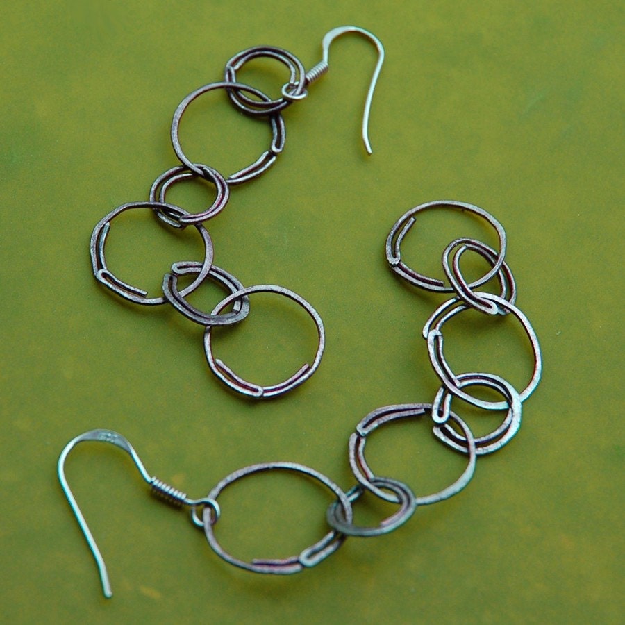 Unique Link Sterling Silver Earrings (Inverted)