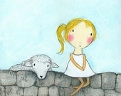PRINT - Girl and Sheep