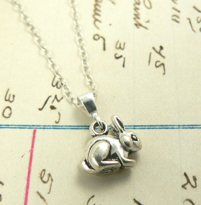 Rabbit sterling silver charm necklace wee bunny