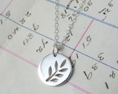 Tree Hugger sterling silver leaf branch charm necklace nature jewelry