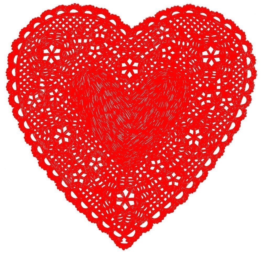 Heart Doily Art Print by Ashley G - Much Love (Red)