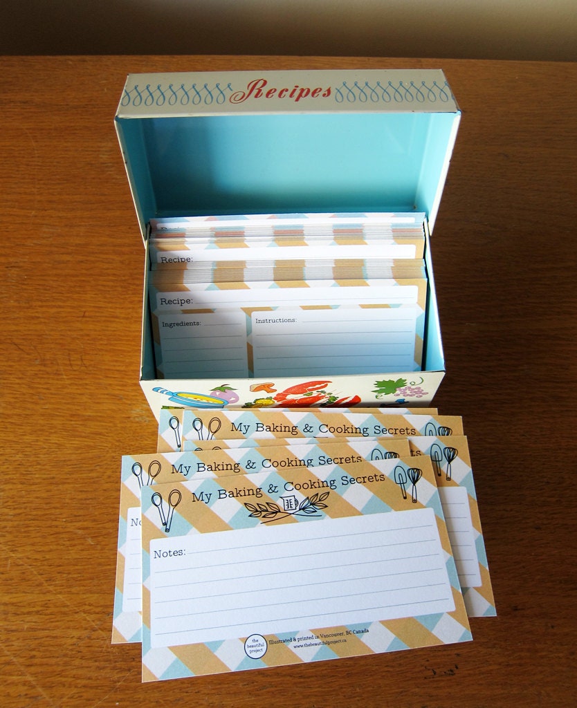 Vintage Check Kitchen Inspired Recipe Cards - Pack of 12