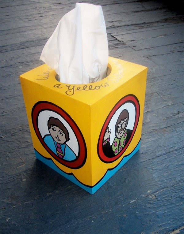 Yellow Submarine Beatles Tissue Box Cover Hand Painted by Debbie Is Adopted