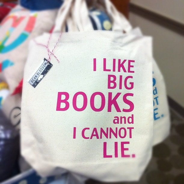 I Like Big Books and I Cannot Lie Canvas Tote Bag in PINK