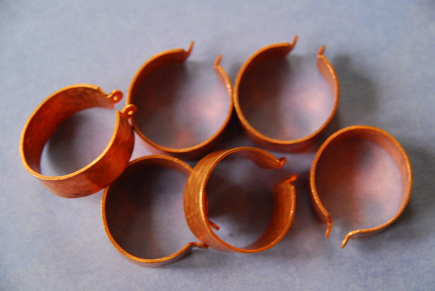 6 Vintage Copper Hoop Earring Parts