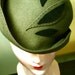 Olive Top-Stitched Leaf Wool Cloche Style Hat (One-of-a-Kind)