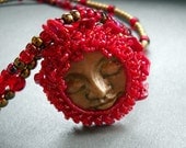 Moon Man Beaded Necklace Series - Scarlet - Reds/Bronzes