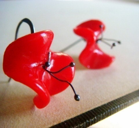 Little Ruffly Poppies...Vintage and Sterling Silver..