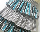 Ruffle Retro Half Apron Teal & Grey