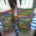 rainbow wristwarmers - rainbow dash - MLP knitting is magic rainbow fingerless gloves