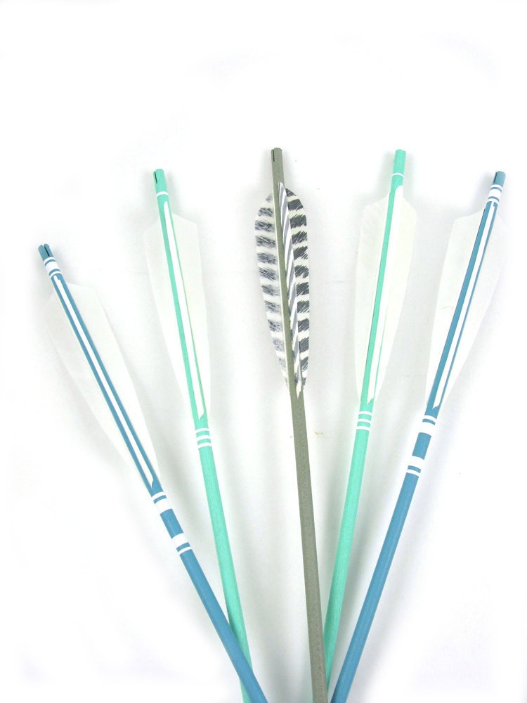 Home Decor Arrows Real Feather Ends in Blue and Sea Green