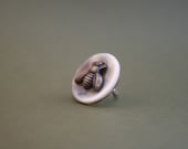 Tortoise Shell Bee Button Ring